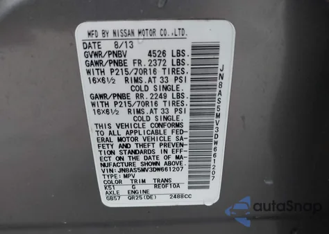 2013 Nissan Rogue S from USA, damaged, VIN JN8AS5MV3DW661207
